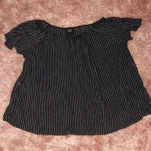 Off the shoulder black with white stripes top